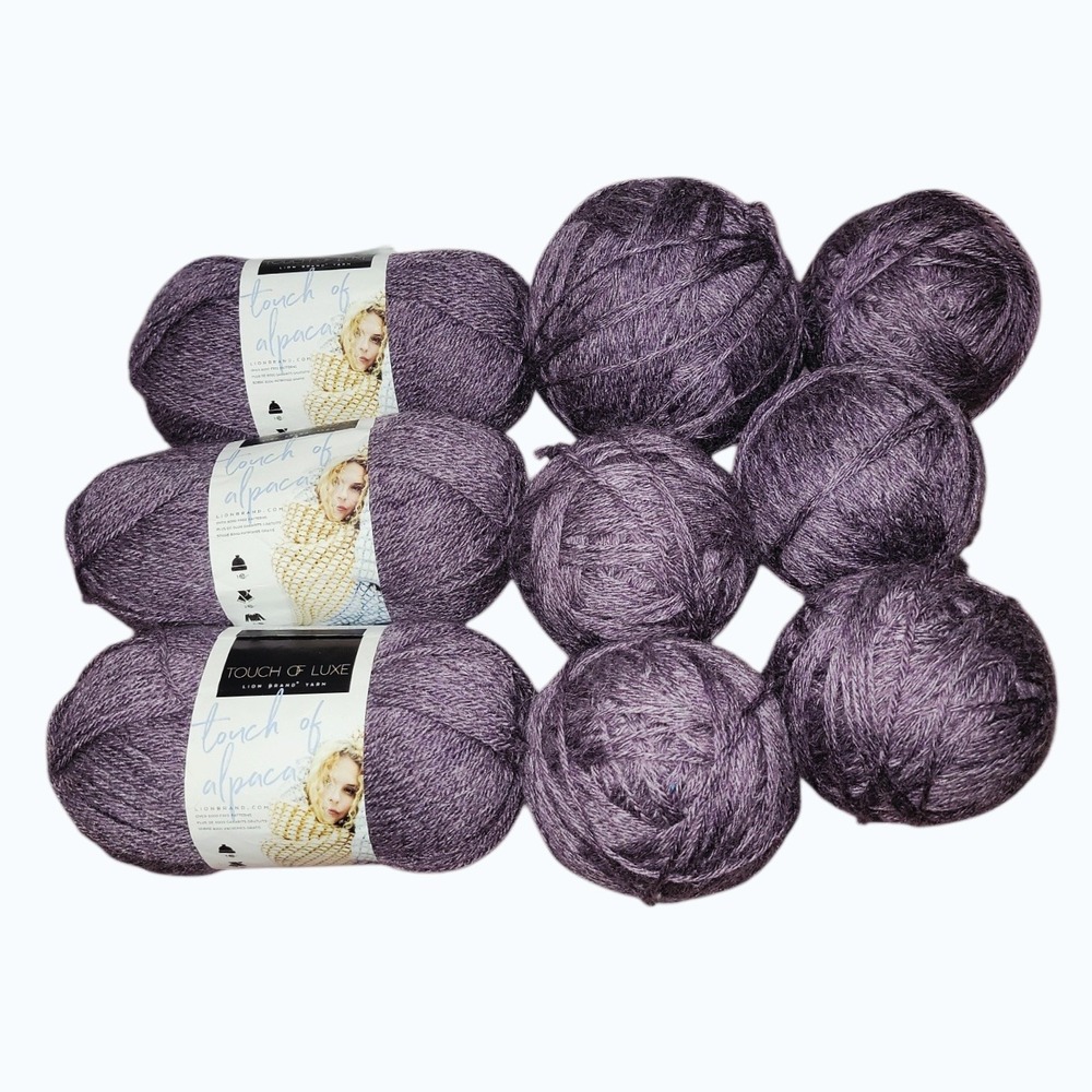 Lion Brand Touch of Alpaca Yarn Purple Aster 146 Lot 3 Skeins + 6 Balls
